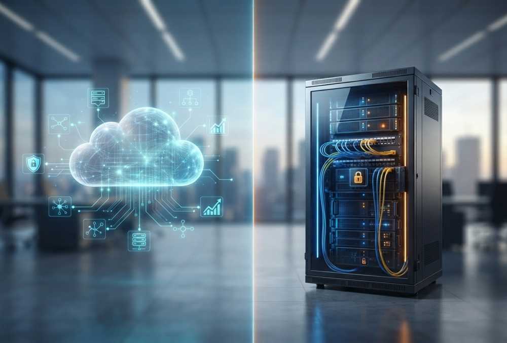 Business leaders evaluating cloud services and on-premise IT infrastructure to improve security, scalability, and long-term operational efficiency.